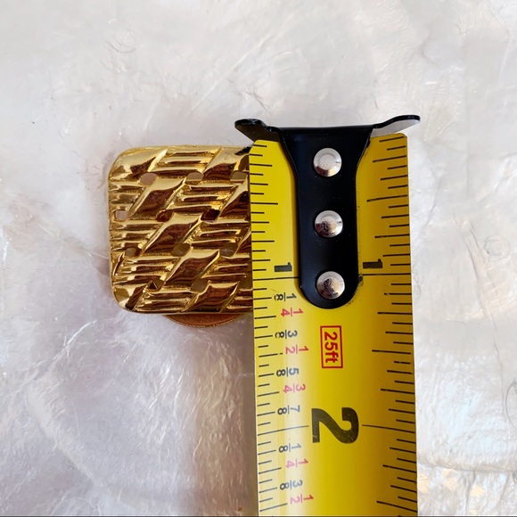 VTG Gold Tone Textured Square Scarf Clip Loop Pin - Picture 6 of 6